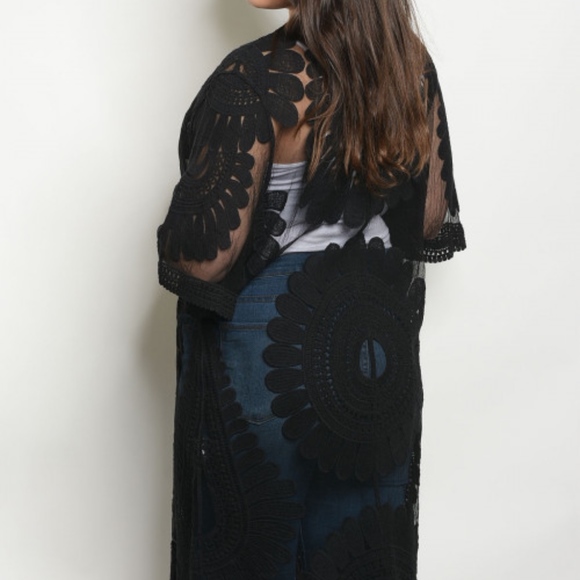 PLUS SIZE LACE & SHEER DUSTER/CARDIGAN - Picture 3 of 4